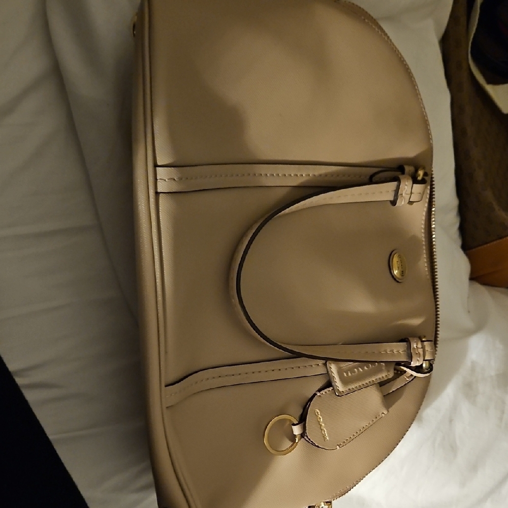 Coach Tan Shoulder Bag with Gold Hardware